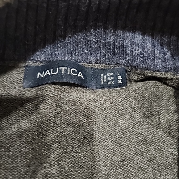 Nautica Mens Large Gray 1/4 Zip Pullover Sweater - Picture 3 of 8
